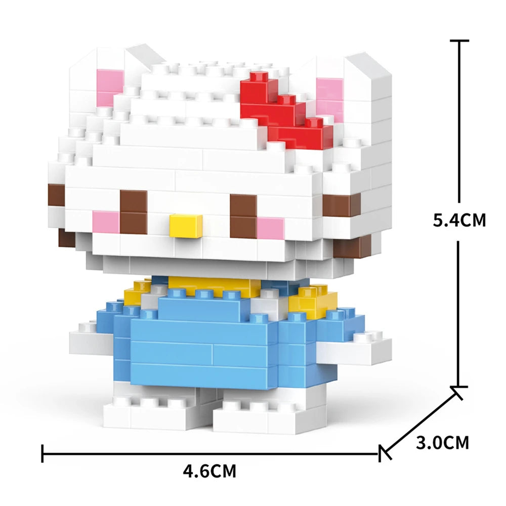Cartoon Anime Hello Kitty Blocks Kuromi My Melody Cinnamoroll Mouse Building Blocks Doll Toy Kids Birthday Gift