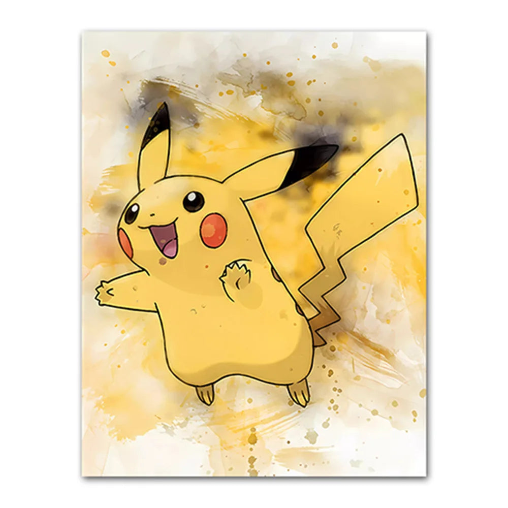 Anime Pokemon Canvas Painting Bulbasaur Charmander Squirtle Poster and Print Watercolor Wall Art Picture Home Decor Kids Gifts