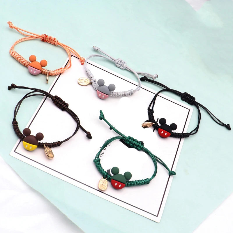 New Mickey Mouse Bracelet Cute Hand Woven Rope Bracelets for Couple Student Fashion Jewelry Handicrafts Friends Birthday Gifts