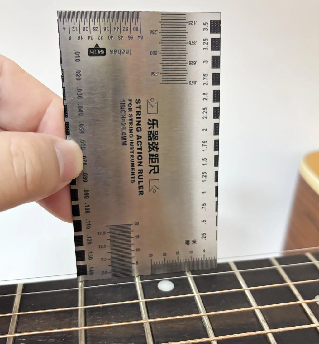 Stainless Steel String Action Gauge Ruler Guitar Bass Instrument Repair Tool Silver