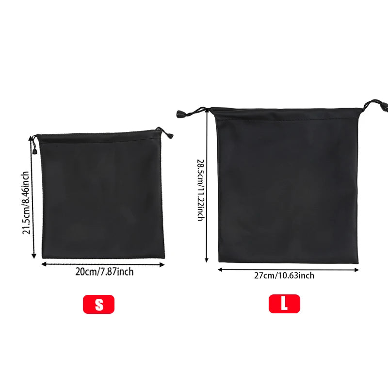 1Pc Draw String Bag Headphone Bags Durable Black Dust-proof Drawstring Bag PU Leather Headset Bag Durable Multi Purpose Storage