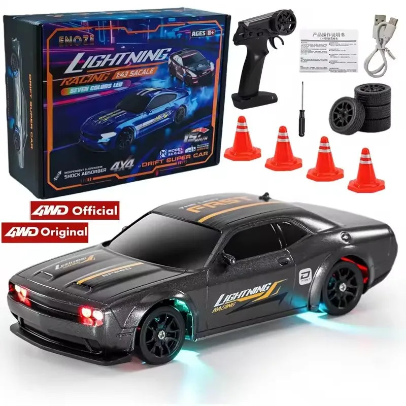 4WD Remote Control Desktop Car for Adults Kids 1/64 or 1/43 Mini Drift Racing High Speed RC Car with LED Lights Hobby Gift