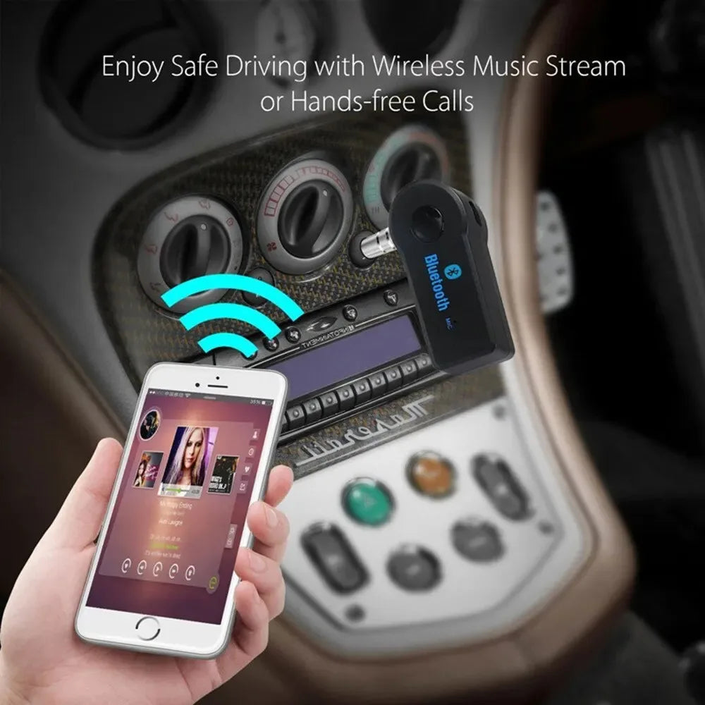 Bluetooth 5.0 Wireless Audio Receiver 3.5mm AUX Car Adapter, Mobile Phone Hands-Free Stereo Music Converter Wireless Car Adapter