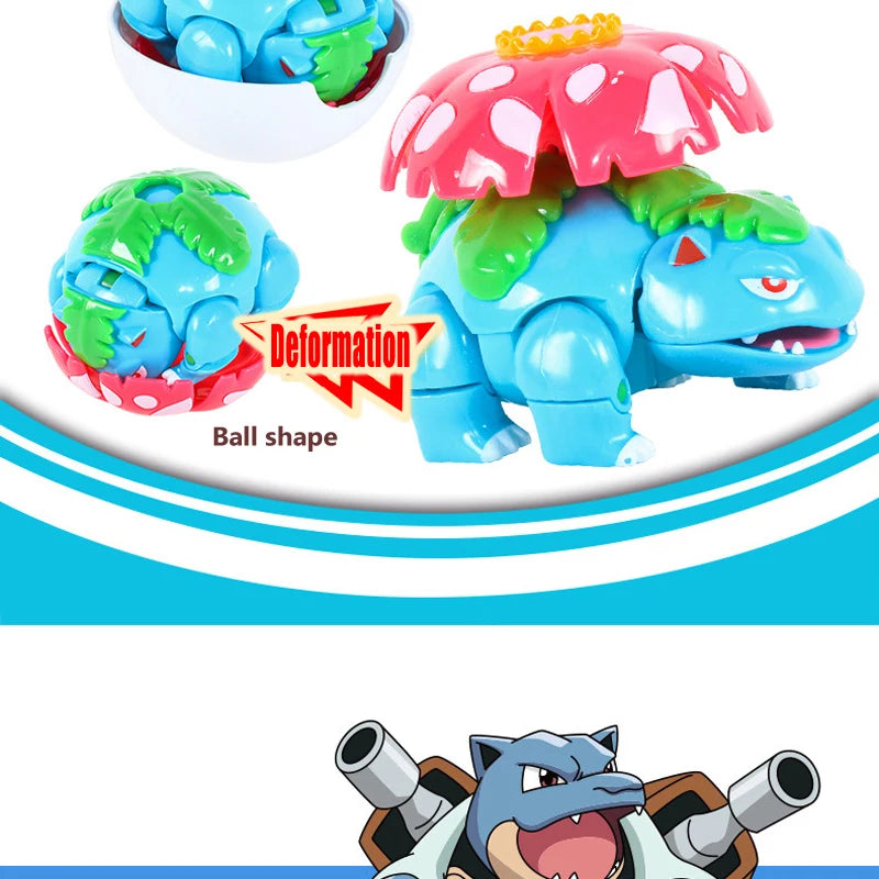 Funny Pokemon Transformation Cartoon Model Pokeball Pikachu Toys Scalable Anime Figure Dolls Model Ornaments Kids Birthday Toys