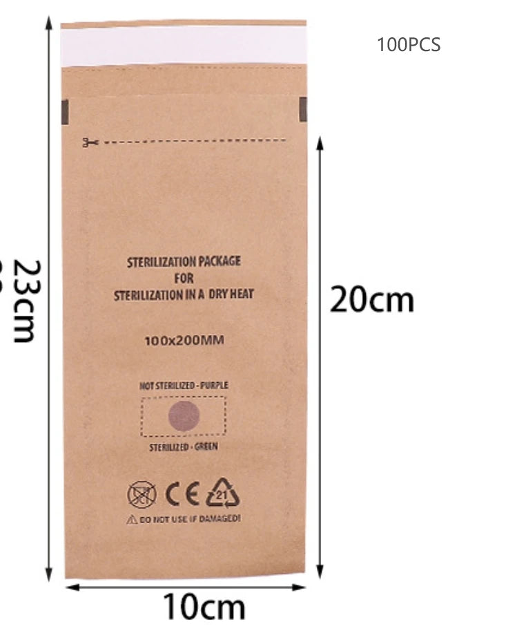 50/100Pcs Kraft Paper Bag Disposable Sterilization Disinfection Bag Nail Tools Sterilizer Manicure Bags sterilization Pouch