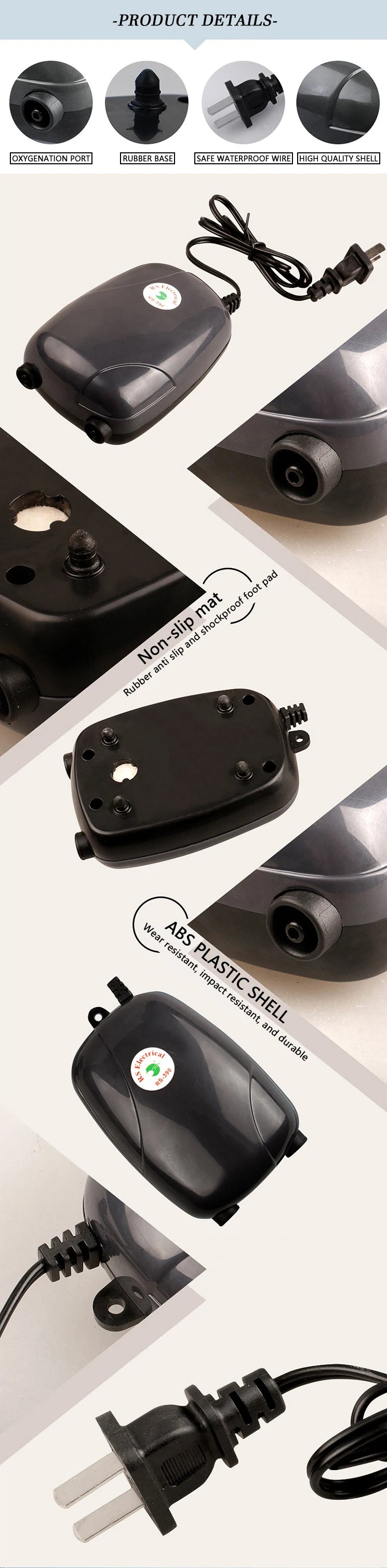 1PC Aquarium Air Pump Fish Tank Mini Compressor Single Double Outlet with Check Valve Tube Aquatic Accessories 220V 3W 5W
