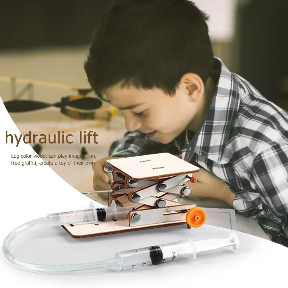 1Set Kids DIY Science Toys Hydraulic Lift Table Model Educational Scientific Experiment Kit for Physics School Projects