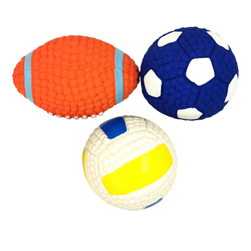 Dog Ball Toy For Small Medium Large Dogs Cat Puppy Squeaky Rugby Volleyball Football Training Toys Chihuahua Pug Pet Supplies