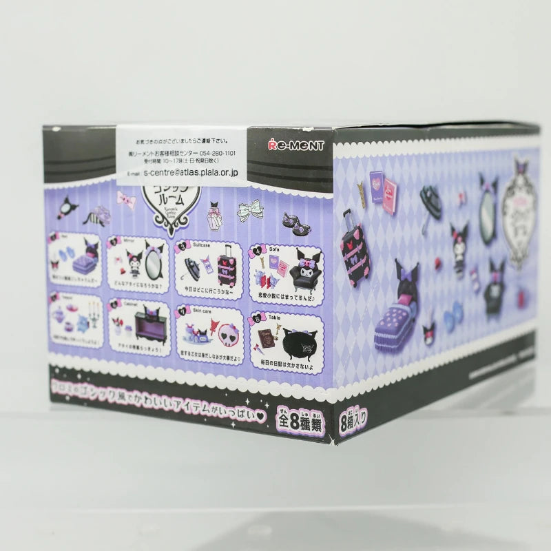 Re-ment 8Pcs/set Sanrio Kuromi Gothic Room Purple Miniature Scene Blind Box Toys Anime Figure Doll Gifts Toys Collect Ornaments