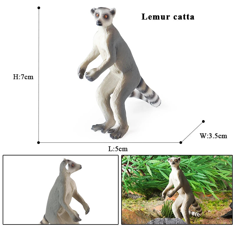 Oenux Simulation Wild Figurines Lesser Panda Raccoon Lemur Model Action Figures Forest Animals Home Education Kids Toy Gift