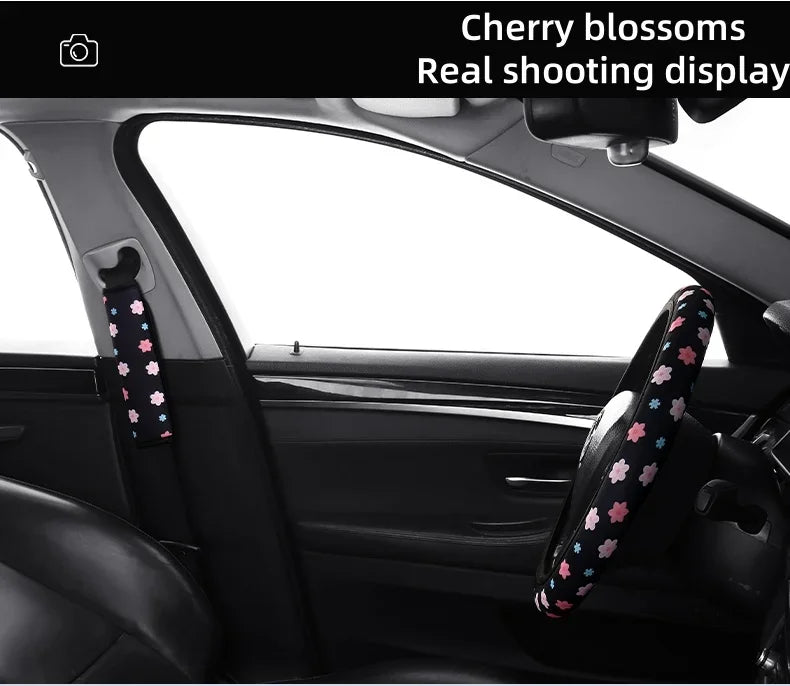 Car Steering Wheel Cover Flowers Print Anti-slip Universal Auto Steering Wheel Protector Interior Accessories wheel cover