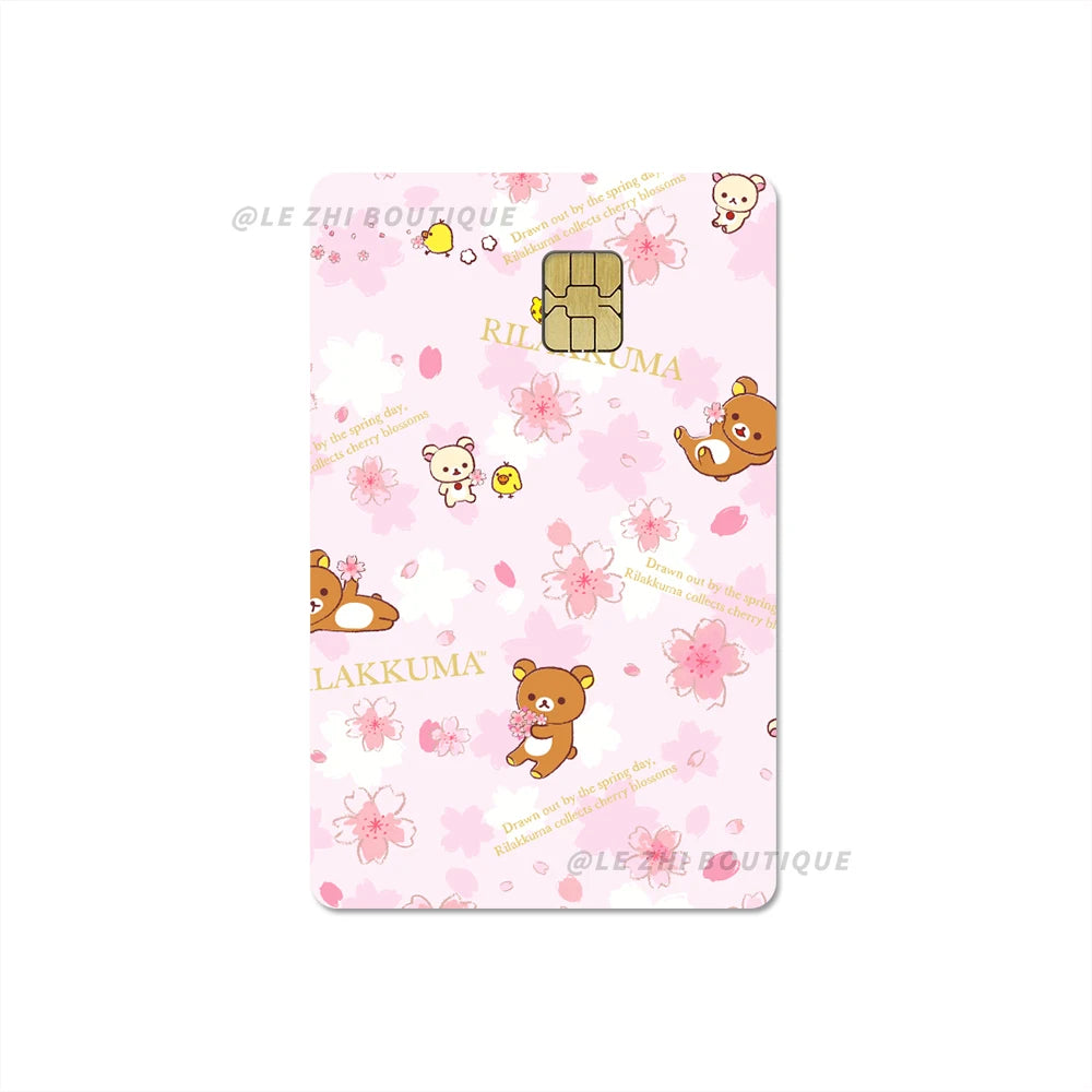 Japan Anime Cute Cartoon Bear Credit Debit Card Sticker Kawaii Bus Pass Diy Waterproof Small Chip Film Sticker Decoration