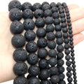 Wholesale Natural Black Lava 6mm 8mm 10mm 12mm round Volcanic Loose Beads for Jewelry Making Or Gift Charms