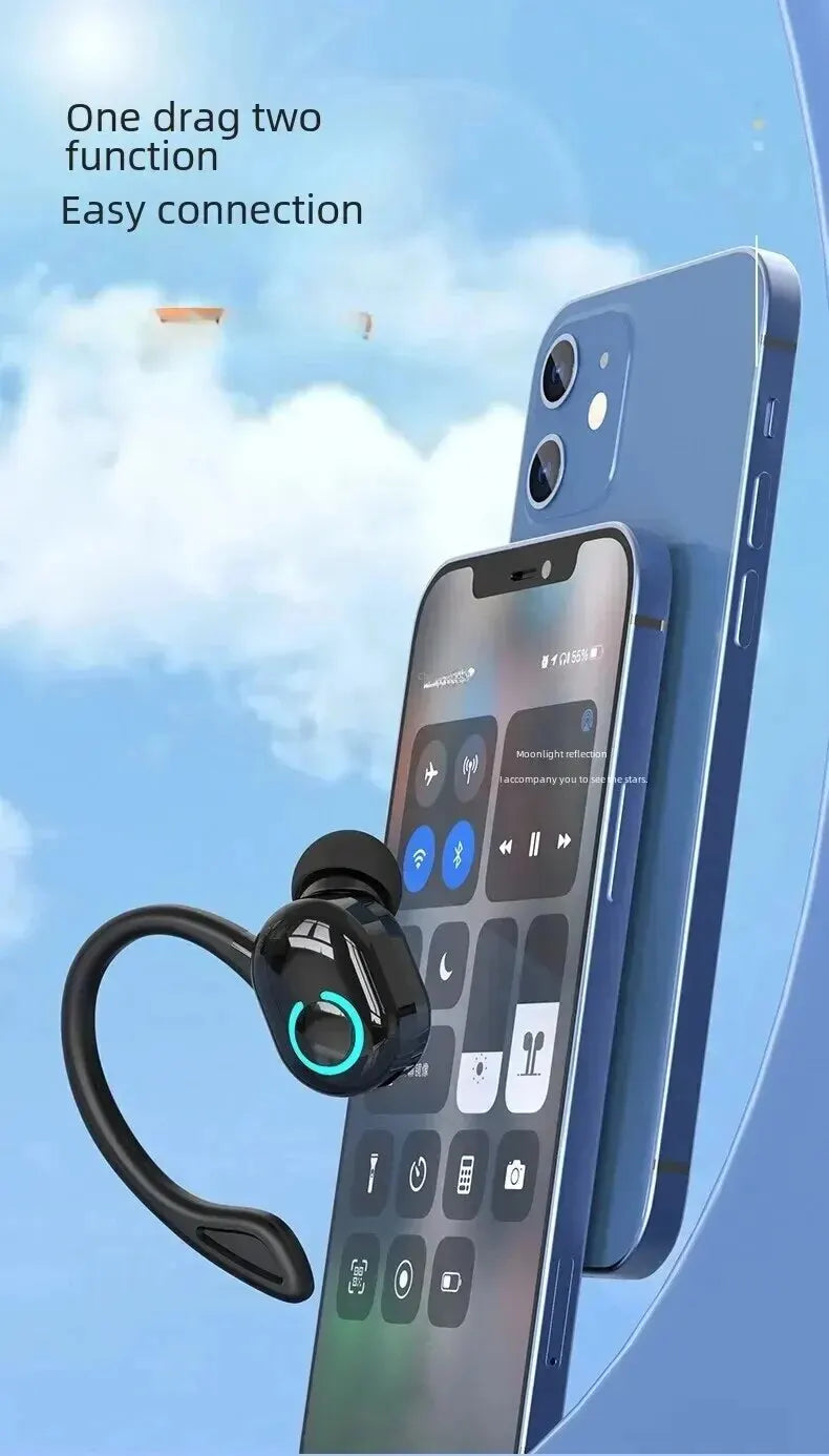 Bluetooth 5.2 Wireless Headset Single Ear-Hook Earplugs Ultra Long Battery Life Business Earphone Mobile Phone Headphone Earbuds