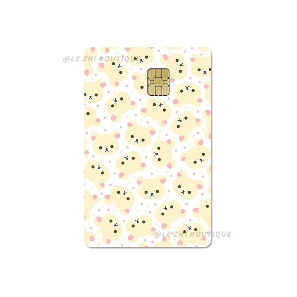 Japan Anime Cute Cartoon Bear Credit Debit Card Sticker Kawaii Bus Pass Diy Waterproof Small Chip Film Sticker Decoration