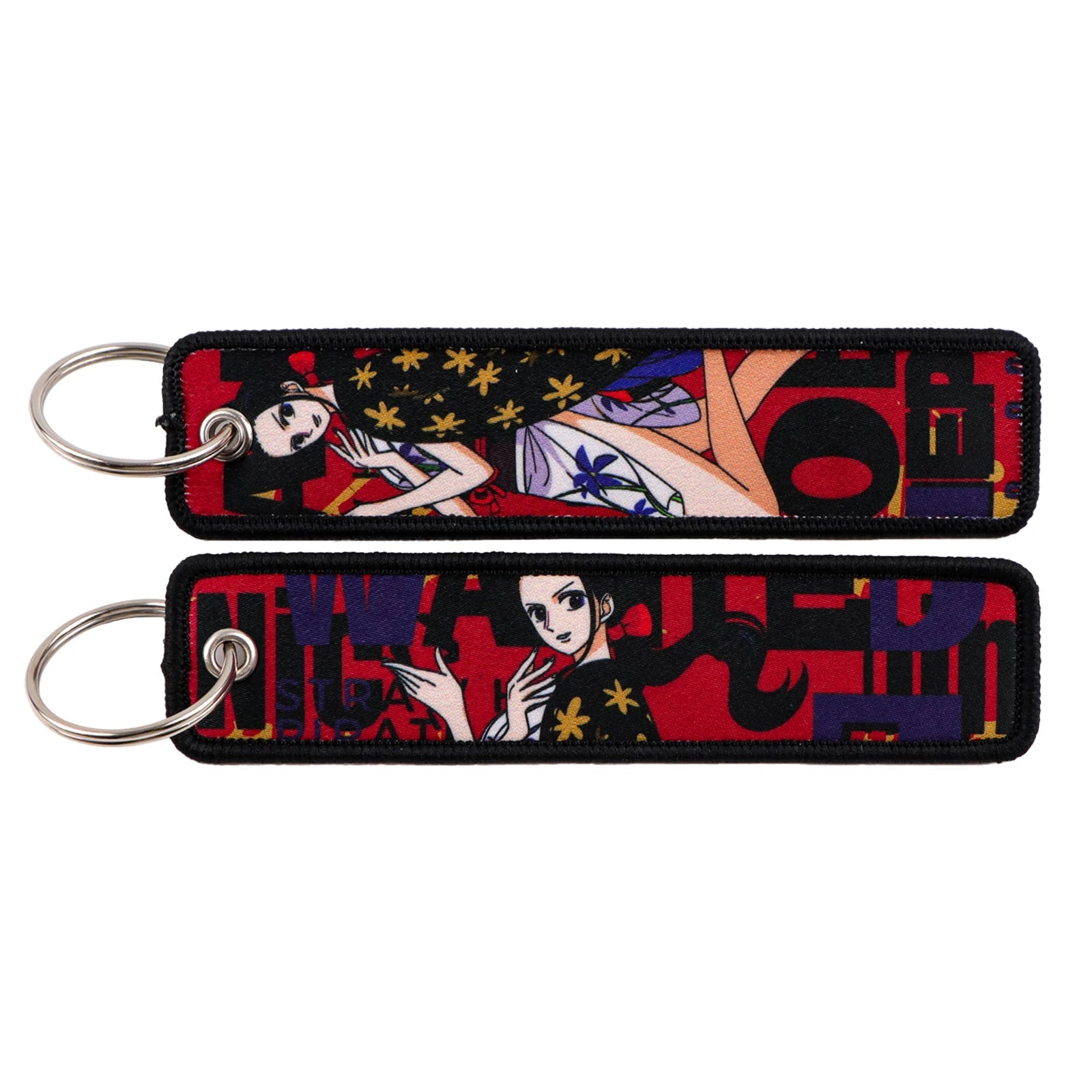 Anime Pirate Embroidery Key Fobs Manga Key Tags Cool Keychains for Women Men Car Keyrings Cosplay Accessories Friends Gift Toy