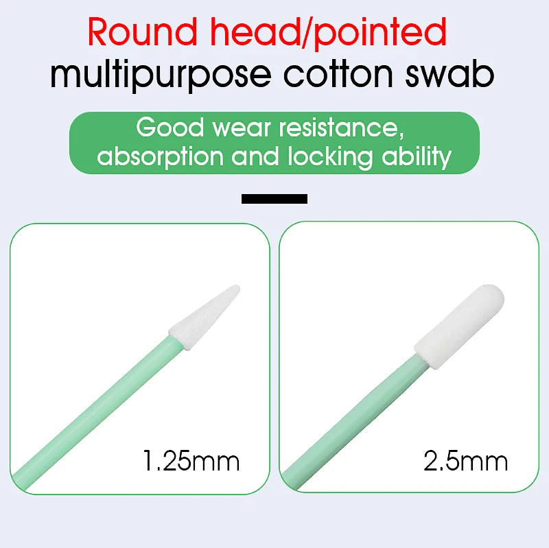100PCS Fiber Optic Cleaning Sticks Fiber Optic Swabs For 1.25mm/2.5mm LC/SC/FC/ST Connectors Fiber Cleaning Rod FTTH Tool