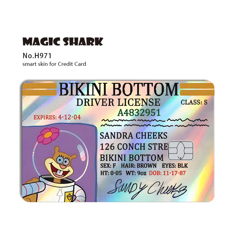 Magic Shark 2026 New Arrival Funny Cute Cartoon Holographic Sticker Laser Film Shinny Skin for Debit Credit Bank Card