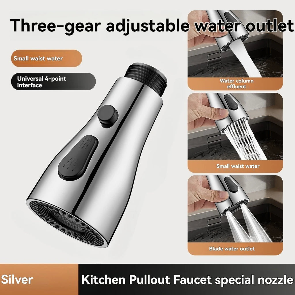 For 1/2" Connection Kitchen Pull Out Faucet Sprayer Nozzle 3 Modes ABS Water Saving Bathroom Basin Sink Shower Spray Head