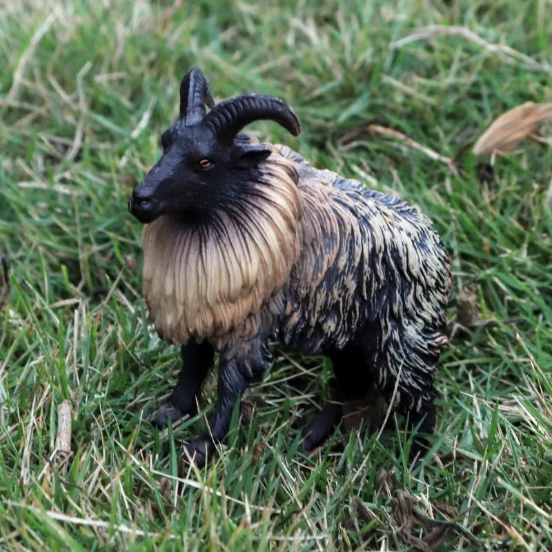 Oenux Classic Farm Animal Simulation Sheep Goat Argali Antelope Model Action Figure Poultry Figurines Cute Toy For Kid Gift