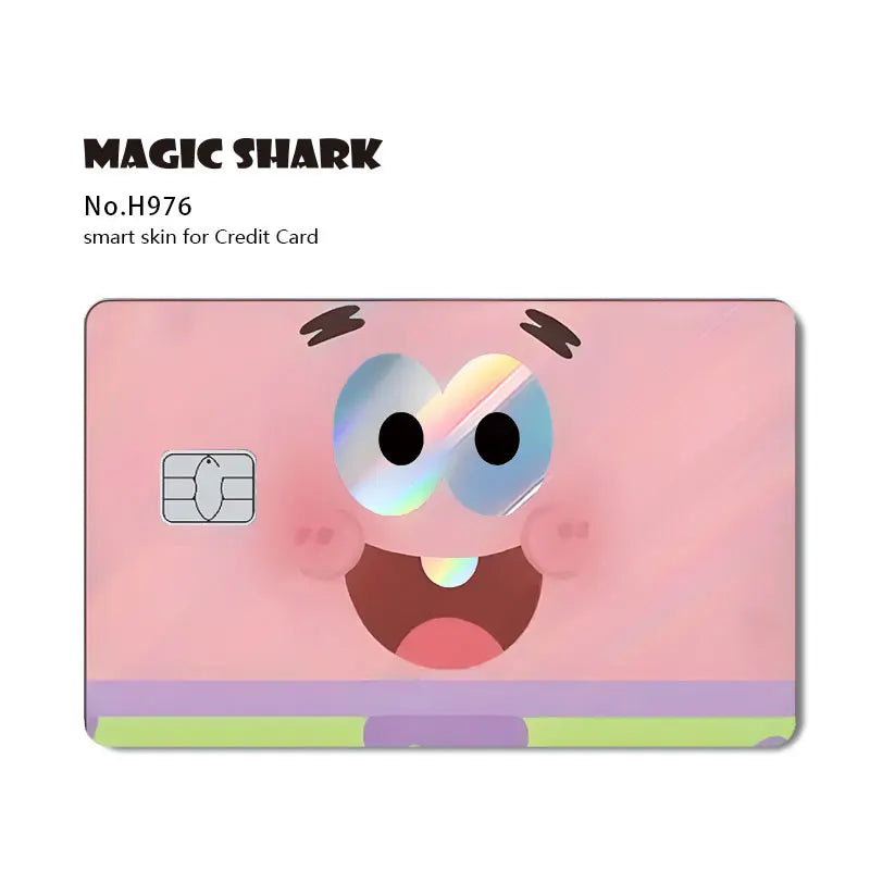 Magic Shark 2026 New Arrival Funny Cute Cartoon Holographic Sticker Laser Film Shinny Skin for Debit Credit Bank Card