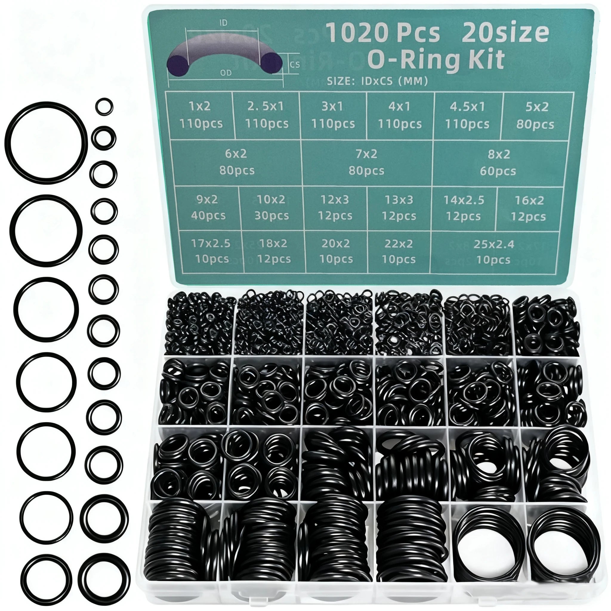 1020pcs Boxed Nitrile O-Ring Repair Kit Sealing Ring Set