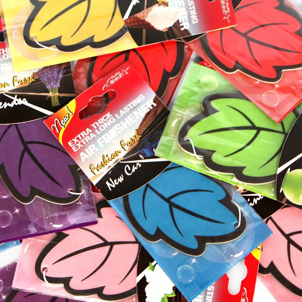 3-60pcs Car Air Freshener Natural Scented Tea Paper Auto Hanging Vanilla Perfume Fragrance Leaf Shape Car Accessories Interior