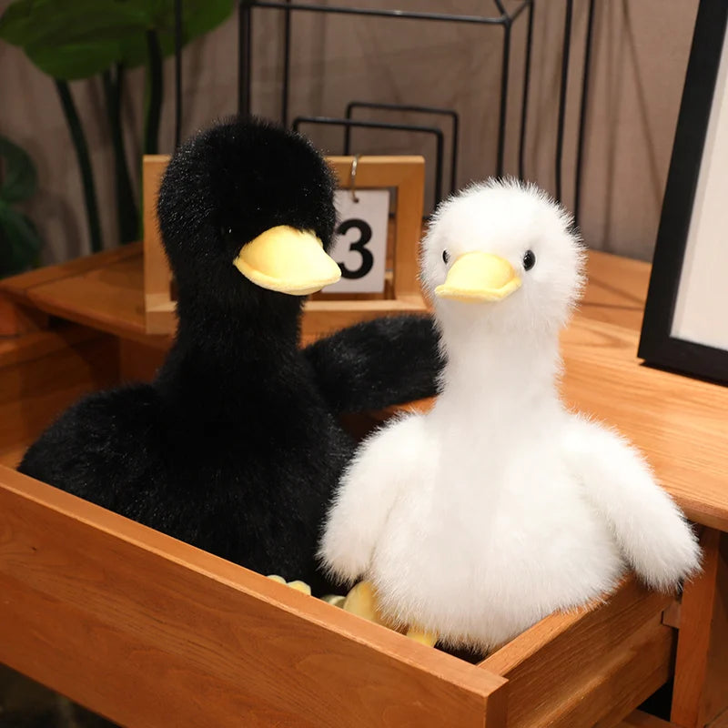 Kawaii Simulation Yellow Duck Plush Toy White Pink Black Long Hair Duck Plush Doll for Boys And Girls To Accompany Sleeping Gift