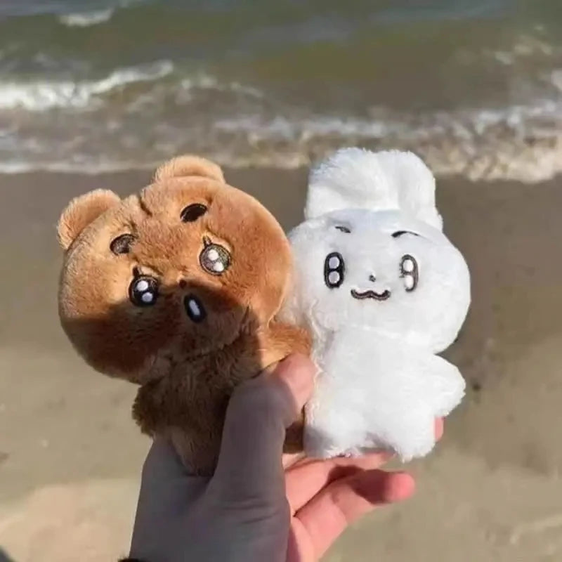 New 5pcs TXT Dolls Kpop Cartoon Soobin Beomgyu Same Plush Keyrings Q Styles Tutu Bar Two-Bar Doll Keychain Rings Bag Pendants