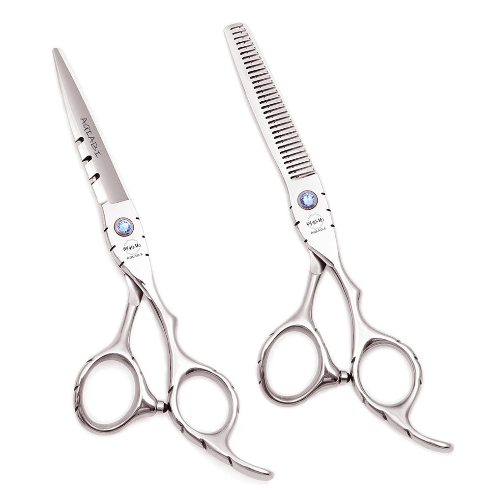 Professional Hairdressing Scissors 5.5" 6" AQIABI Japan Stainless Thinning Scissors Barber Shop Hair Cutting Scissors Red A1010