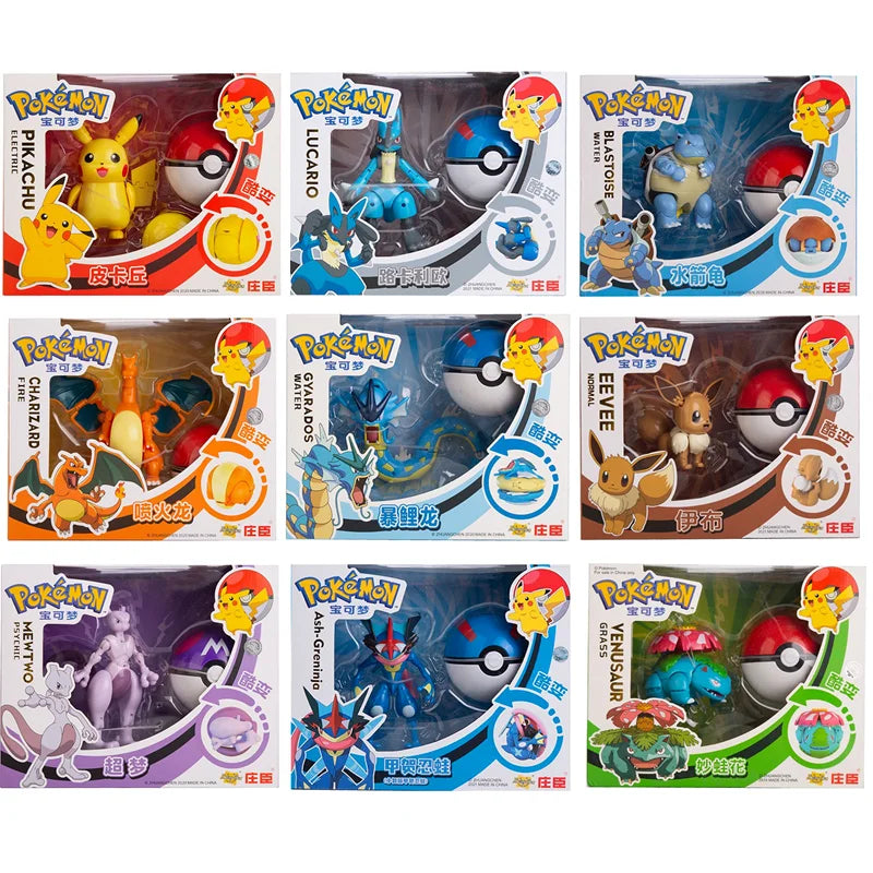 About Pokemon Anime Figure Charizard Pikachu Gyarados  Pocket Monster Figure Pokeball Action Deformation Toy Model Gift