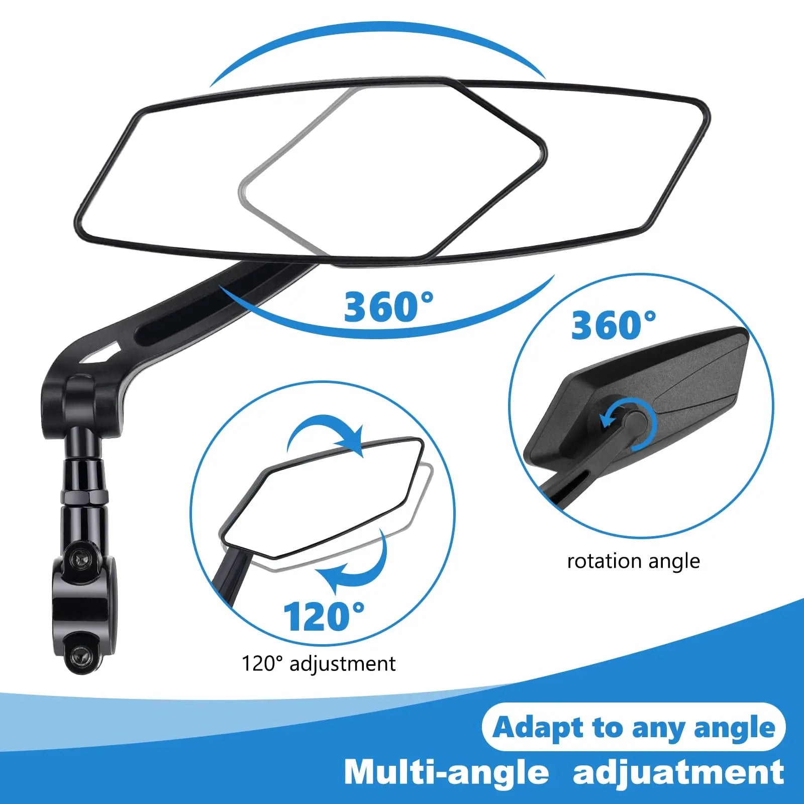 DOMEN Bicycle Rearview Bike 360° Rotate Adjustable Wide Angle Mirror Road Bike Handlebar Rear View Mirrors Bike Accessories