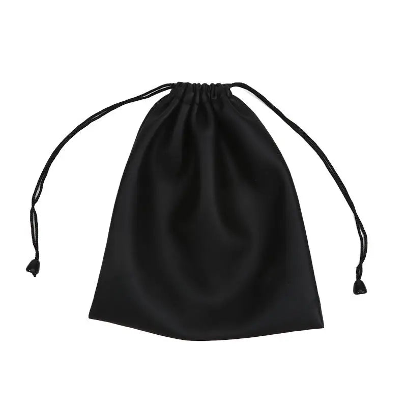 1Pc Draw String Bag Headphone Bags Durable Black Dust-proof Drawstring Bag PU Leather Headset Bag Durable Multi Purpose Storage