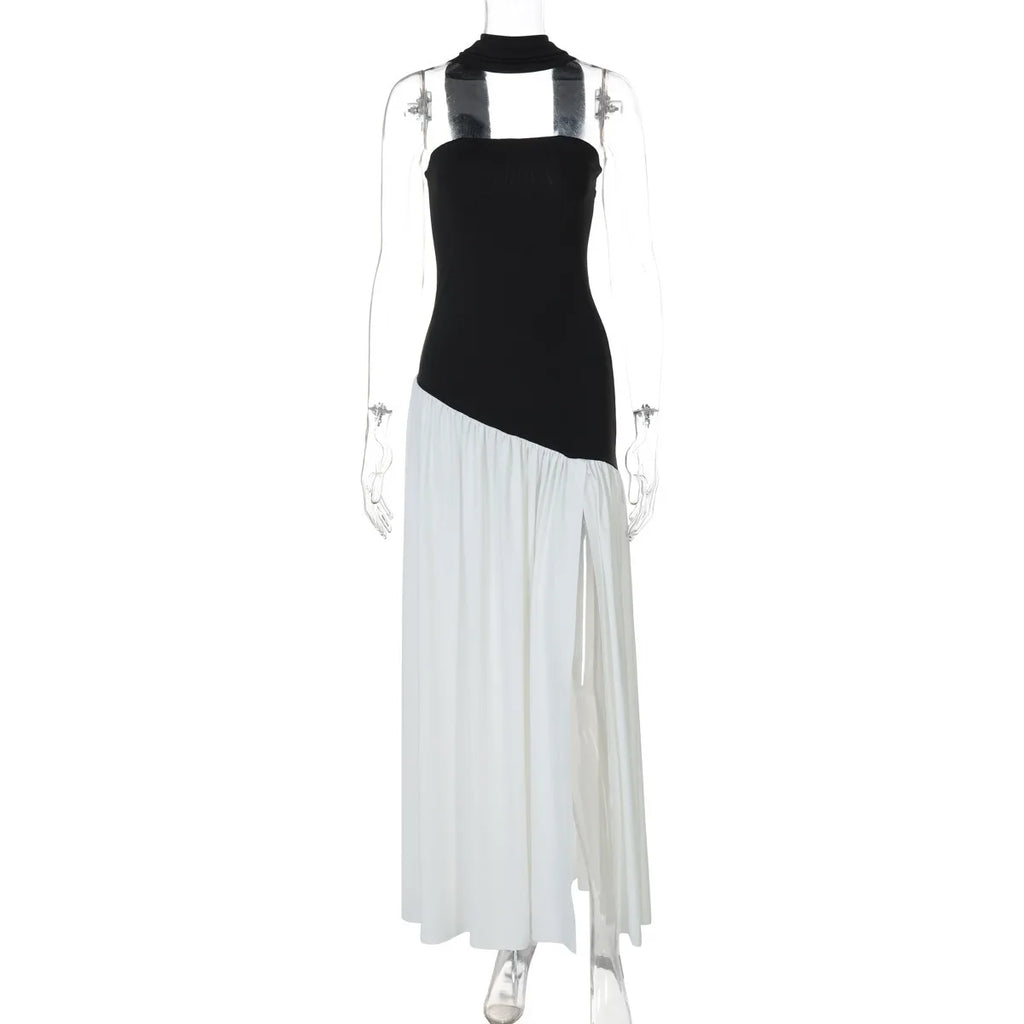 New Dresses 2025 Woman Fashion Summer Sheath Solid Color Split Dress Sexy Backless High Split Skirt Women's Clothing