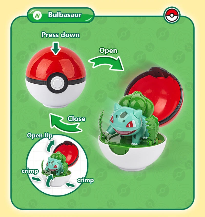 Funny Pokemon Transformation Cartoon Model Pokeball Pikachu Toys Scalable Anime Figure Dolls Model Ornaments Kids Birthday Toys