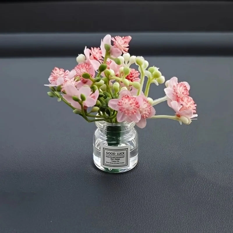 Delicate Miniature Potted Flowers Assorted Colors Car Dashboard Greenery Decor Tabletop Figurines for DIY Crafts Home Ornament