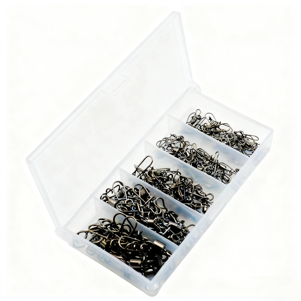 50pcs/box Stainless Steel Fishing Connector Pin Bearing Swivel Fishing Connector Rolling Swivel Lure Hook Accessories Tackle