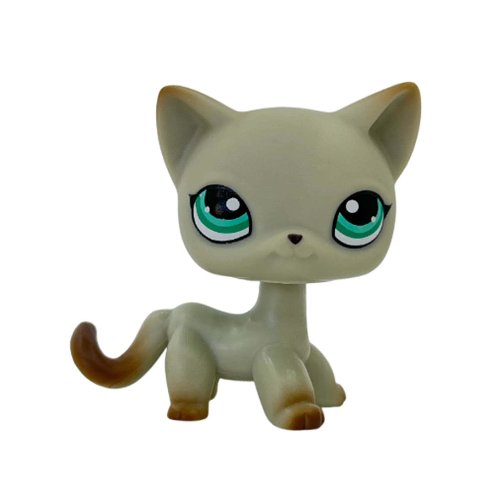 Rare pet Bobble head toy Stands Short Hair Kitten with Mouse and necklace Old Animal Collection toy lps