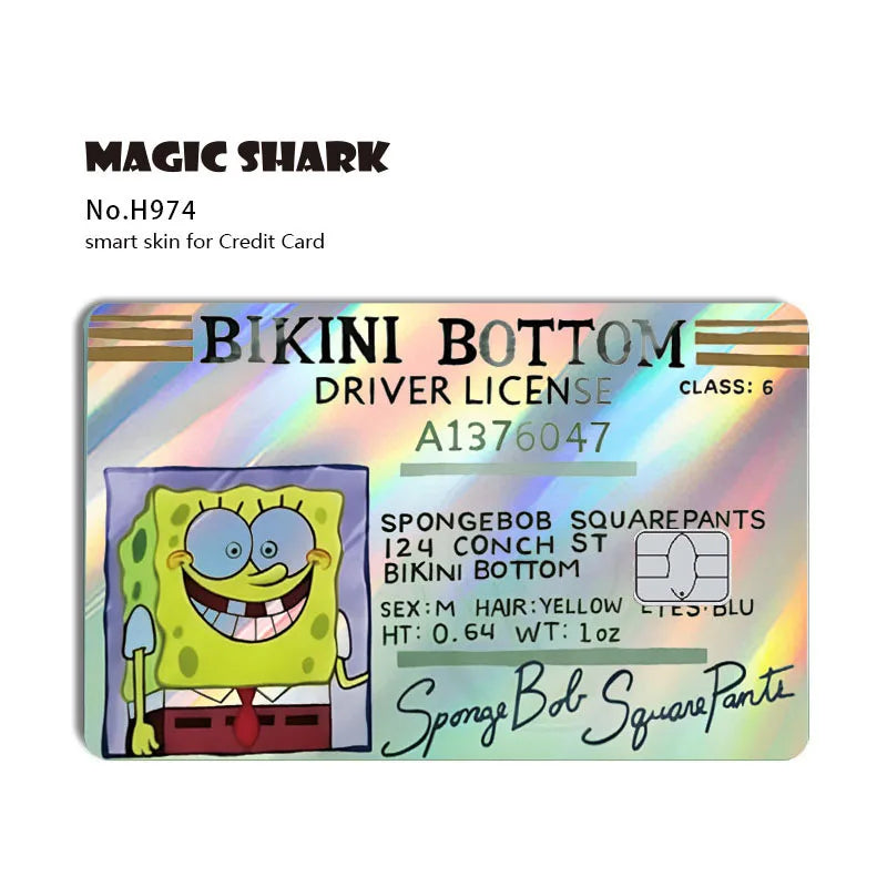 Magic Shark 2026 New Arrival Funny Cute Cartoon Holographic Sticker Laser Film Shinny Skin for Debit Credit Bank Card