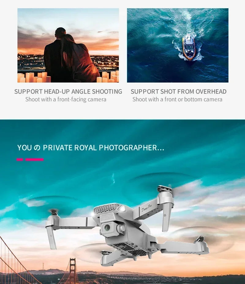New E88 Pro RC Drone 4K 1080P Wide Angle Dual HD Camera Foldable Quadcopter WiFi FPV Altitude Hold