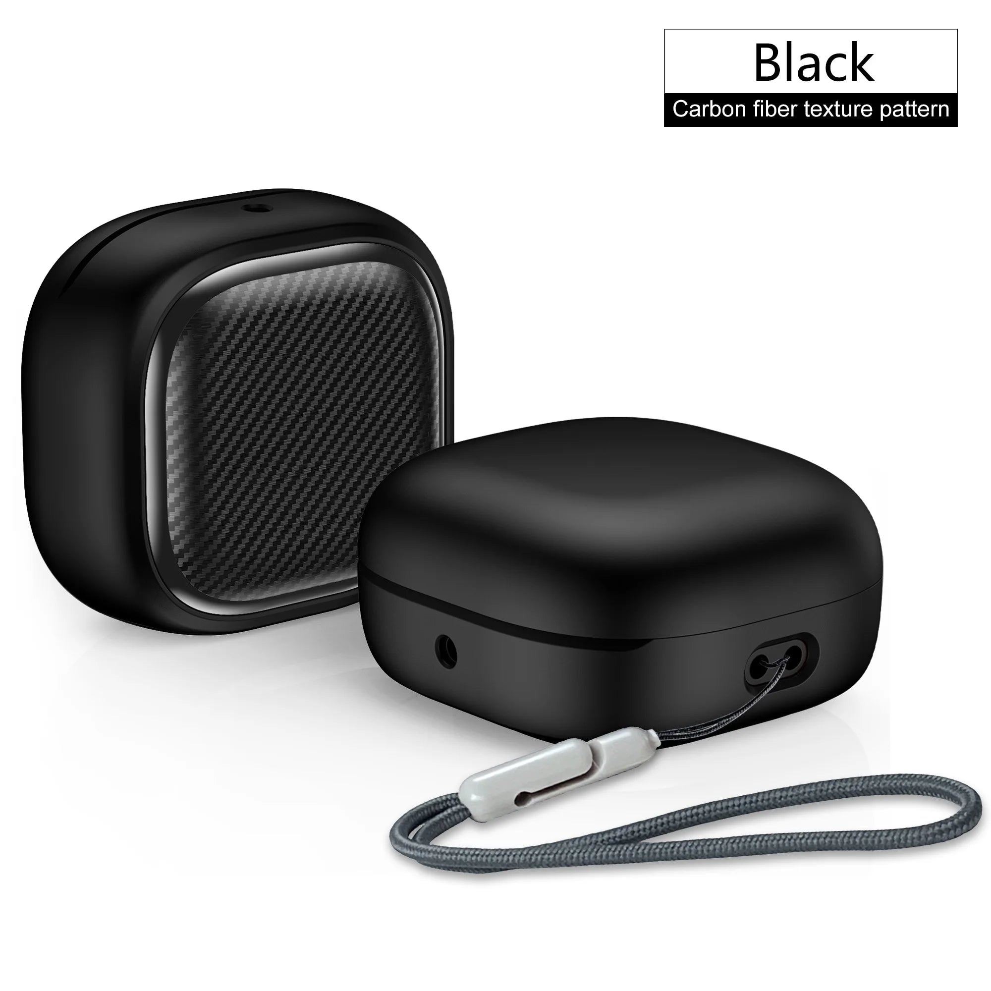 For Samsung Galaxy Buds FE, Buds Pro, Buds2 Pro, Buds Live, Buds2 Case Cover, Vogue Fiber Stripe Protection Case with Lanyard