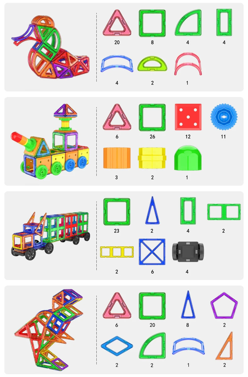 large Magnetic tiles Designer Magnet Building Blocks Accessories Educational Constructor Toys For Children Kids Girls Set Gift