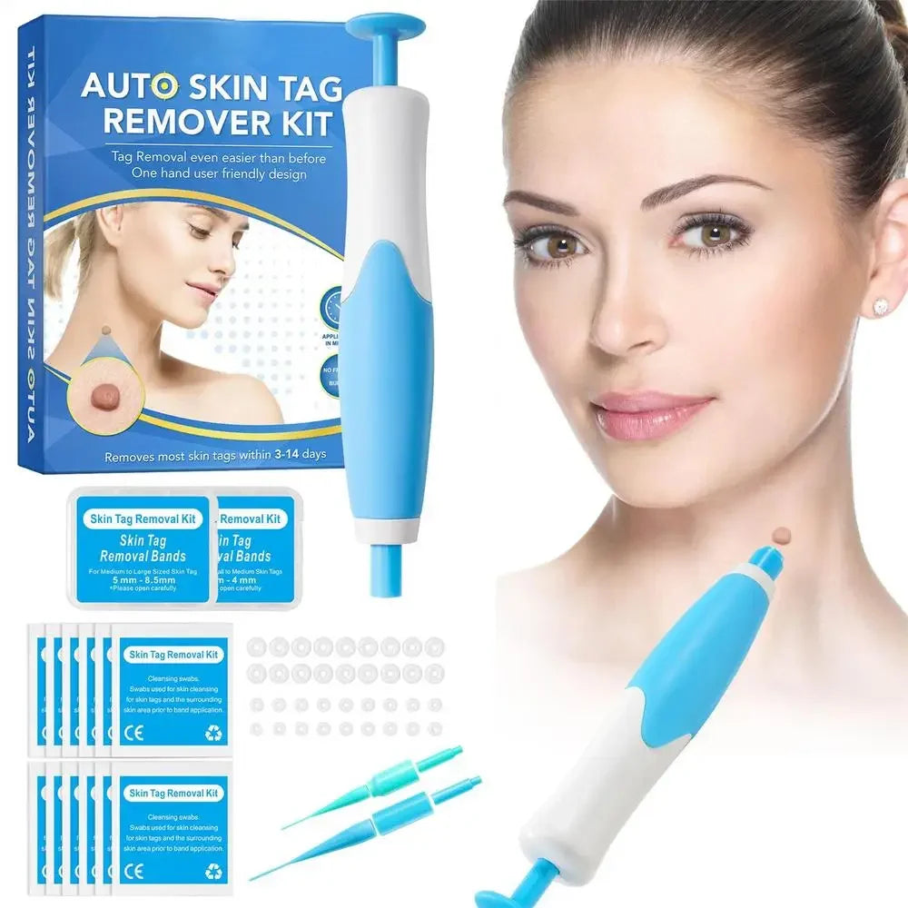 NEW Skin Tags Remover Tool 2-in-1 Auto Fast Removal Kit Safe Auto Tags Removal Pen with Bands 2-8mm Skin Tag Face Skin Care Tool