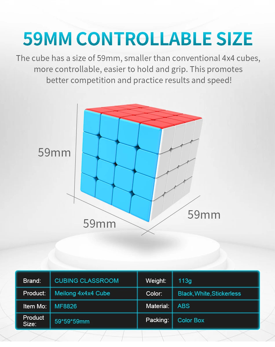 MoYu Meilong4 4x4x4 Magic Cube Meilong Stickerless Speed Cube Puzzle Children Gift Adult Educational Professional Fidget Toys