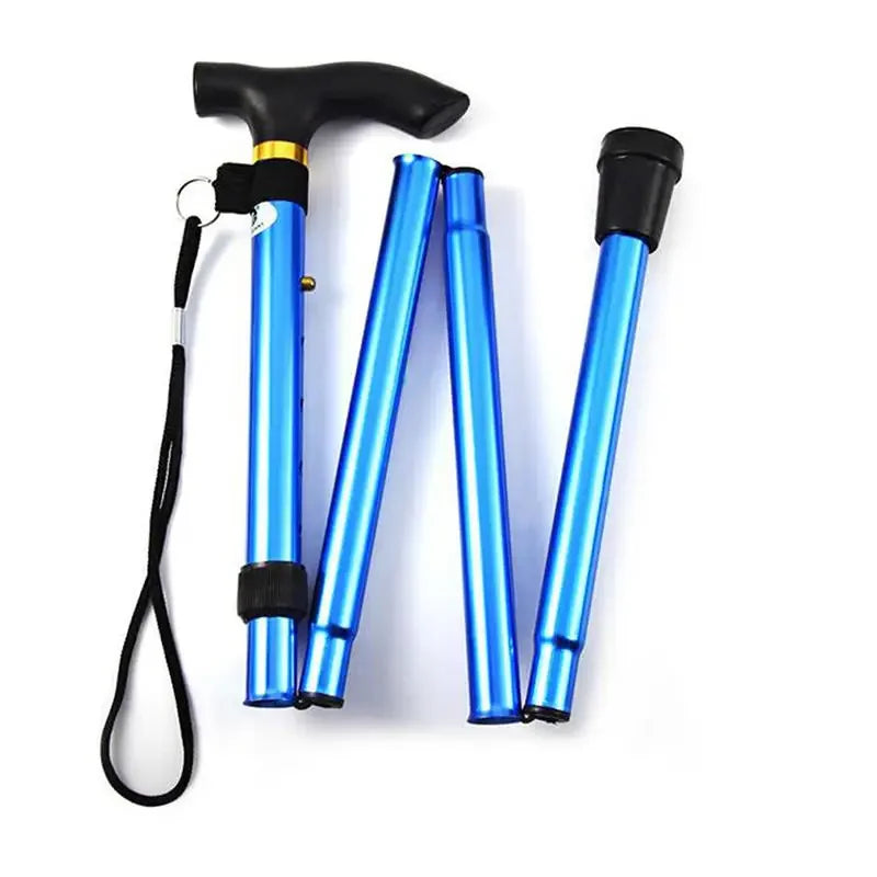 Telescopic Walking Stick Outdoor Hiking Trekking Poles Aluminum Alloy Metal Folding Cane Crutches Pole For Elderly People