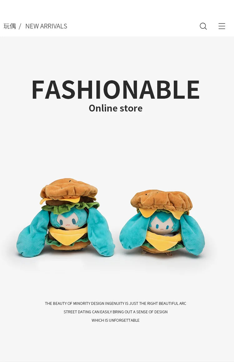 Hatsune Miku Kawaii Q Version Figure Doll Cute Hamburg Doll Clothes Anime Peripheral Bag Pendant Toy Soft Ornament Toys Gifts