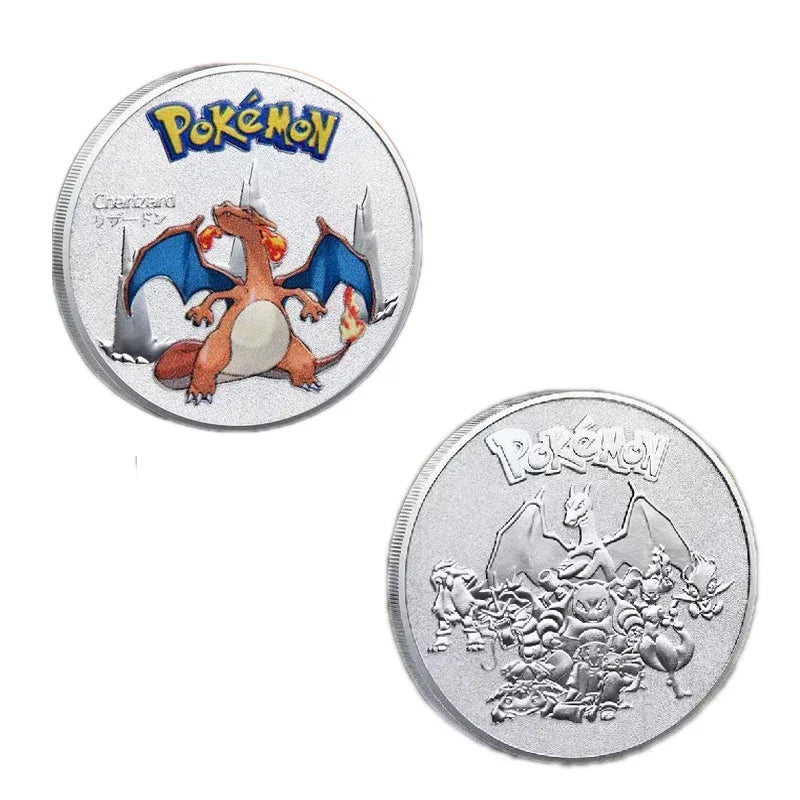 Anime Gold Plated Gold Coin Game Commemorative Coin Pikachu Mewtwo Charizard Gold Coin Game Collection childrens gift