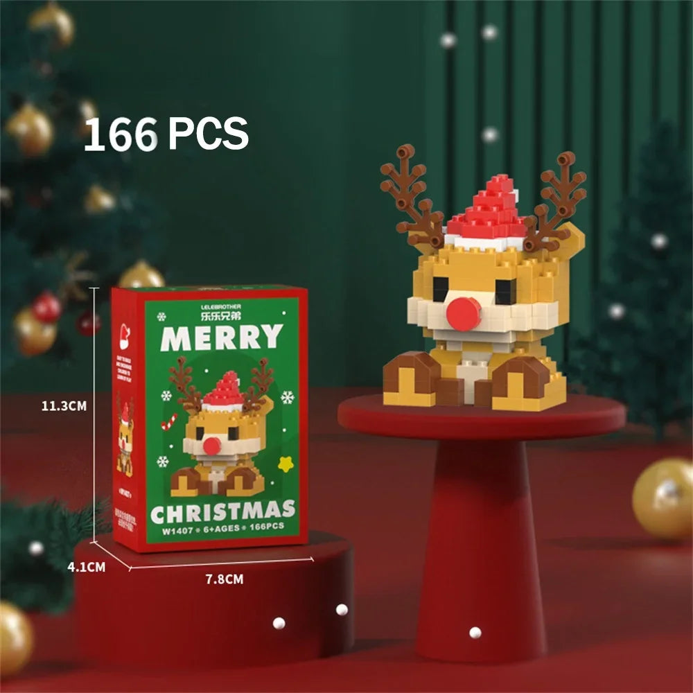 Knew Built Christmas Micro Mini Building Blocks Toys - Santa Claus, Christmas Tree, Reindeer, Snowman Elements - Perfect Gifts