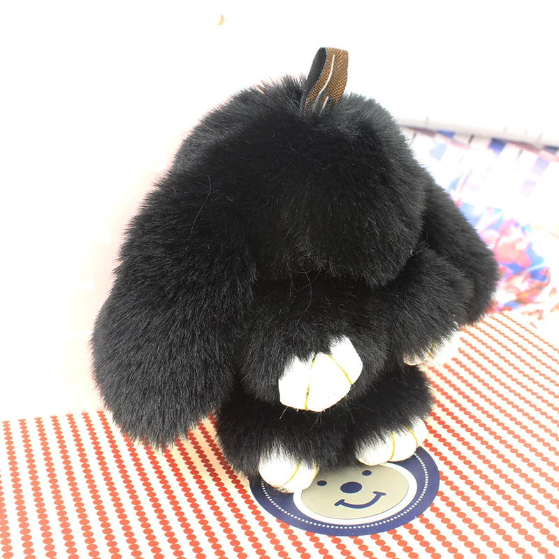 Cute Pluff Bunny Keychain Women Fur Pom Pom Angel Rabbit Key Ring Hare Plush Dolls Toy Girls Bag Car Key Pendant Kids Xmas Gift