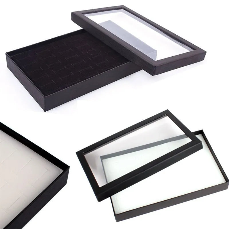 36 Slot Rings Display Box Stand Metal Earrings Storage Box Storage Box with Transparent Cover Jewelry Display Cabinet